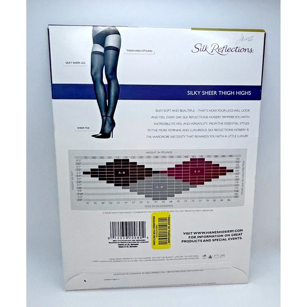 Hanes Silk Reflections Barely Black Thigh Highs Size AB, Style 720